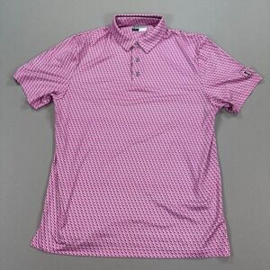 PGA Tour Pro Series Golf Polo Shirt Mens Large Pink Performance Athletic Stretch